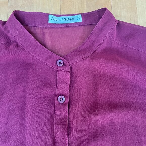 Gentle Fawn Sheer Burgundy Blouse, Size xs - Picture 3 of 3